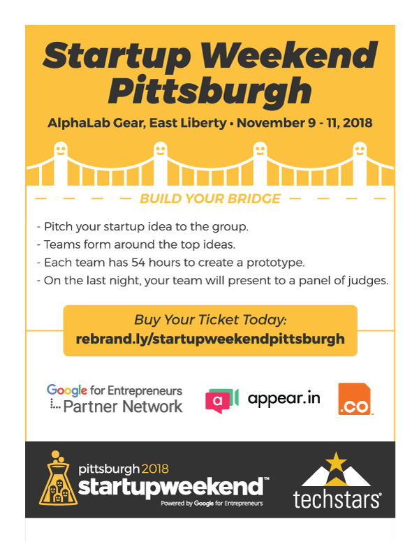 Startup Weekend flyer front side